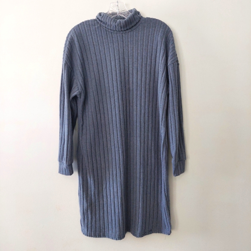Unbranded dress XL long sleeve turtleneck ribbed dusty steel blue